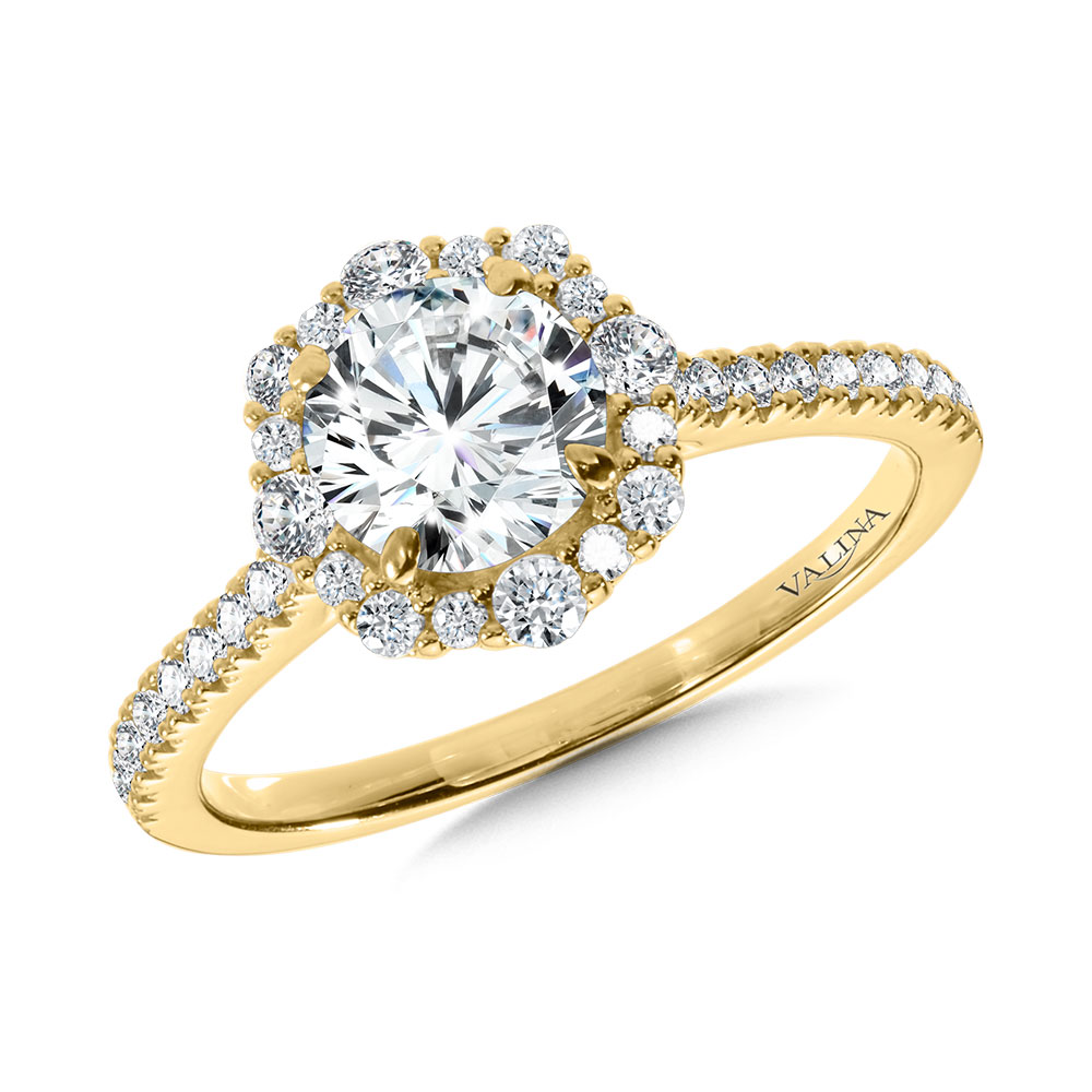 Modern Straight Halo Diamond Engagement Ring Gold Mine Jewelers Jackson, CA
