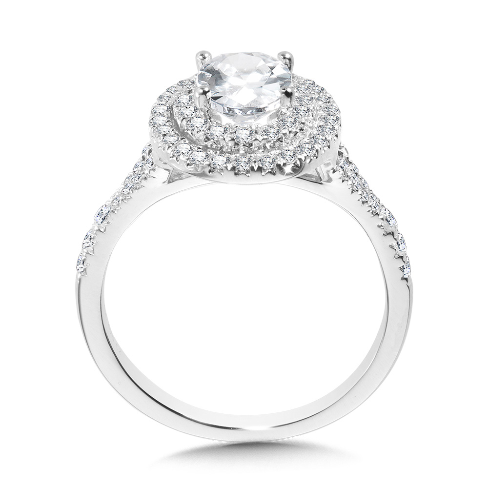 Oval-Shaped Double-Halo Split Shank Engagement Ring Image 2 Biondi Diamond Jewelers Aurora, CO