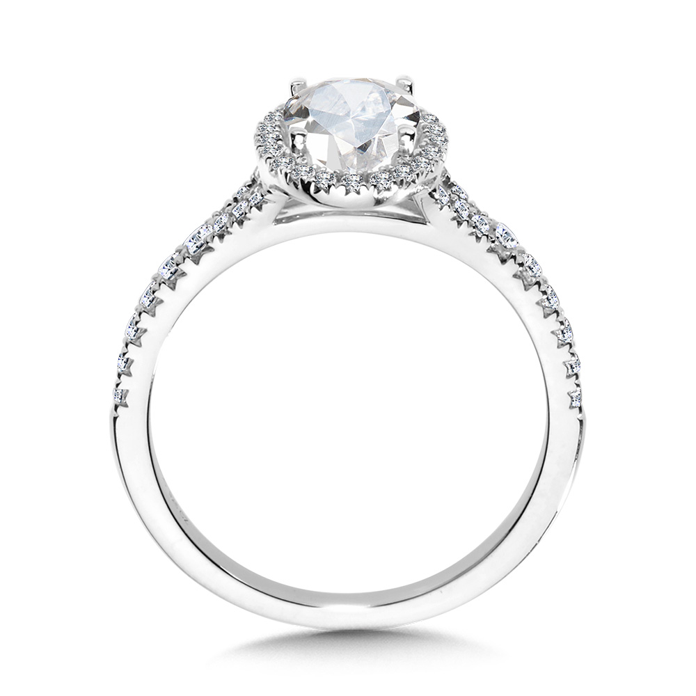 Oval-Shaped Halo Split Shank Engagement Ring Image 2 Gold Mine Jewelers Jackson, CA