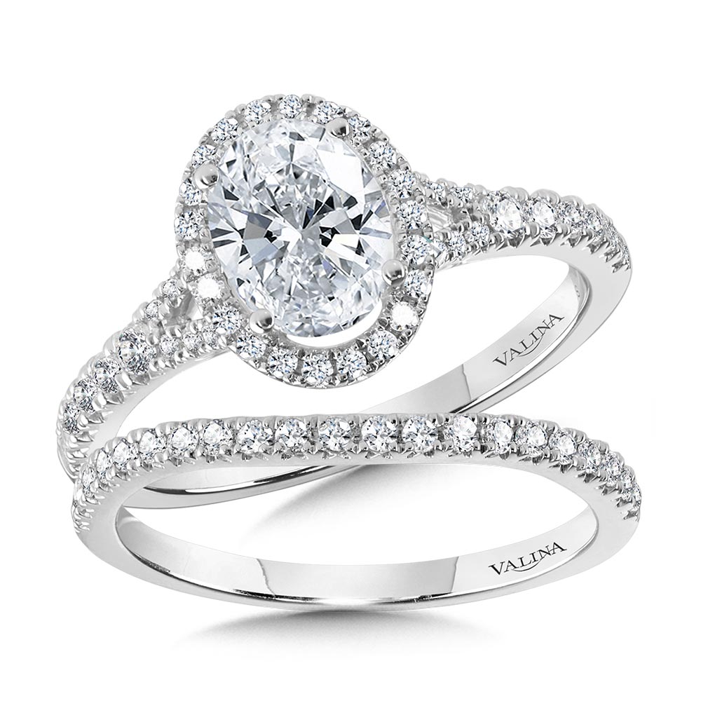 Oval-Shaped Halo Split Shank Engagement Ring Image 3 Gold Mine Jewelers Jackson, CA