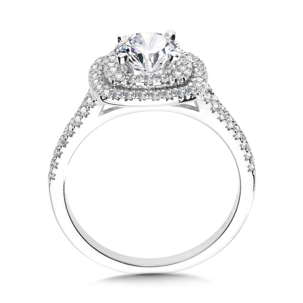 Cushion-Shaped Double-Halo Split Shank Engagement Ring Image 2 Gold Mine Jewelers Jackson, CA