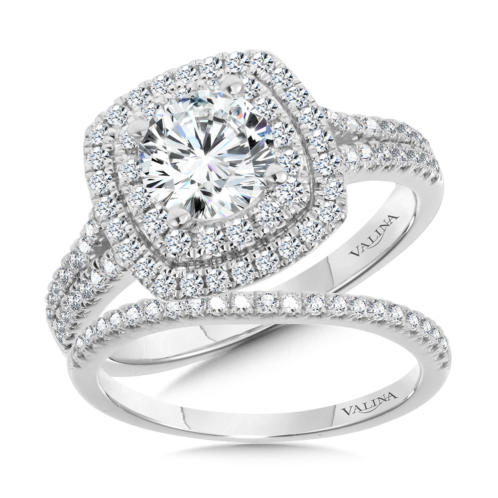 Cushion-Shaped Double-Halo Split Shank Engagement Ring Image 3 Gold Mine Jewelers Jackson, CA