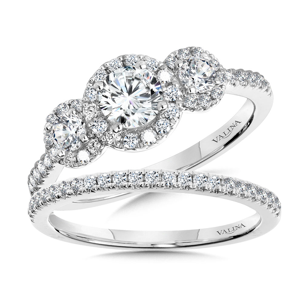 Round 3 Stone Halo Engagement Ring Image 3 Gold Mine Jewelers Jackson, CA