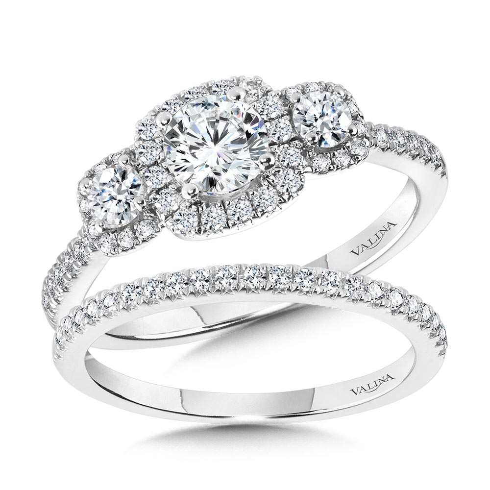 Round 3 Stone Halo Engagement Ring Image 3 Gold Mine Jewelers Jackson, CA