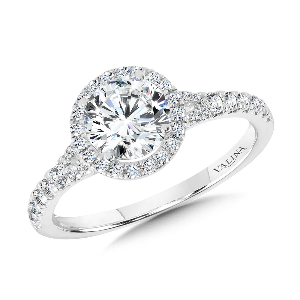 Round Split Shank Halo Engagement Ring Biondi Diamond Jewelers Aurora, CO
