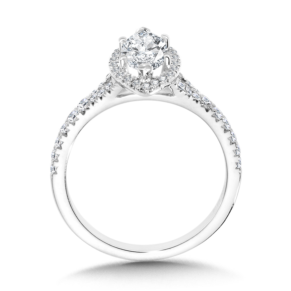 Marquise-Shaped Split Shank Halo Engagement Ring Image 2 Cottage Hill Diamonds Elmhurst, IL