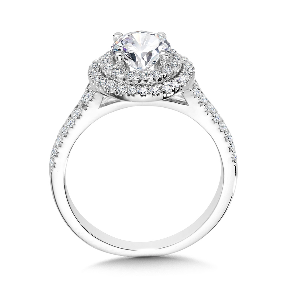 Round Double-Halo Split Shank Engagement Ring Image 2 Biondi Diamond Jewelers Aurora, CO