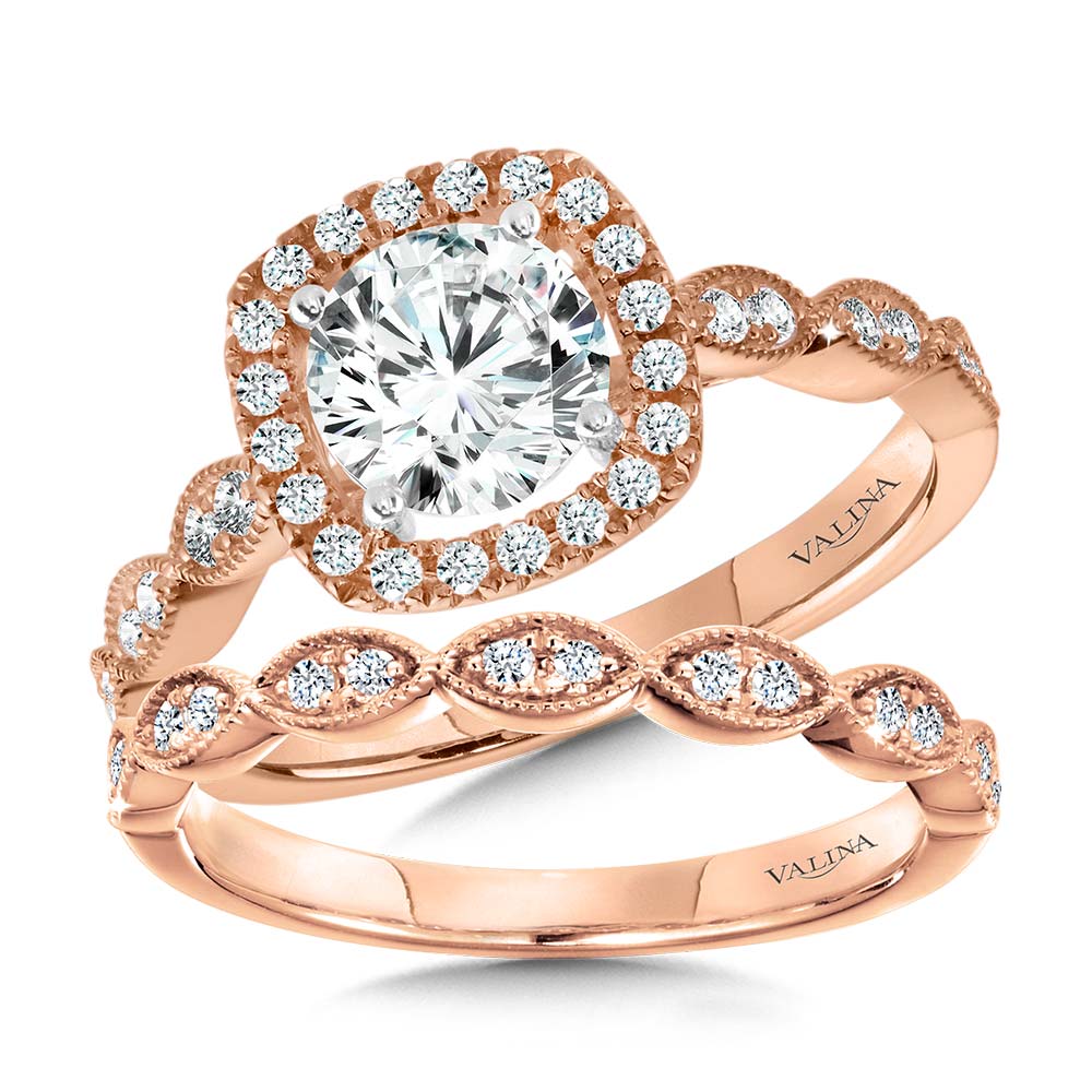 Scalloped & Milgrain-Beaded Cushion-Shaped Halo Engagement Ring Image 3 Cottage Hill Diamonds Elmhurst, IL