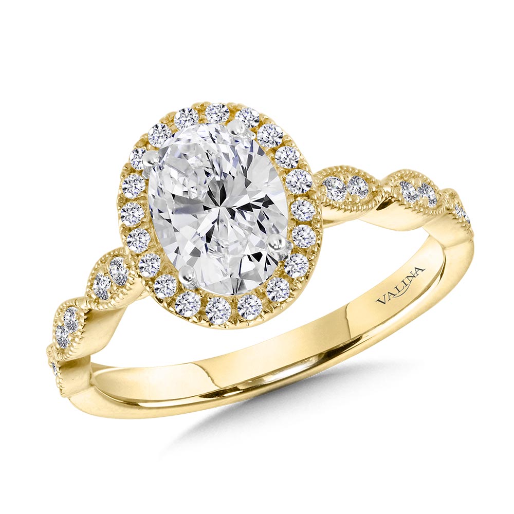 Scalloped & Milgrain-Beaded Oval Halo Engagement Ring Glatz Jewelry Aliquippa, PA
