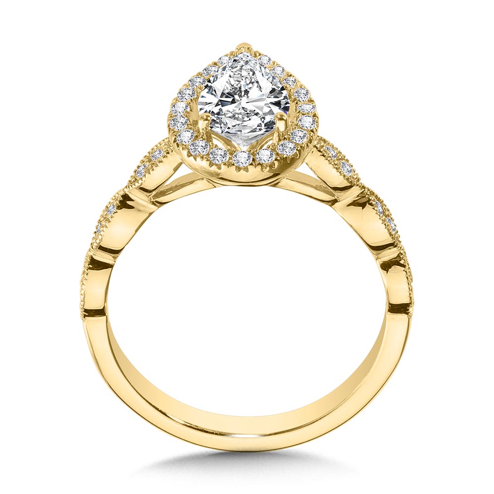 Scalloped & Milgrain-Beaded Pear-Shaped Halo Engagement Ring Image 2 Glatz Jewelry Aliquippa, PA