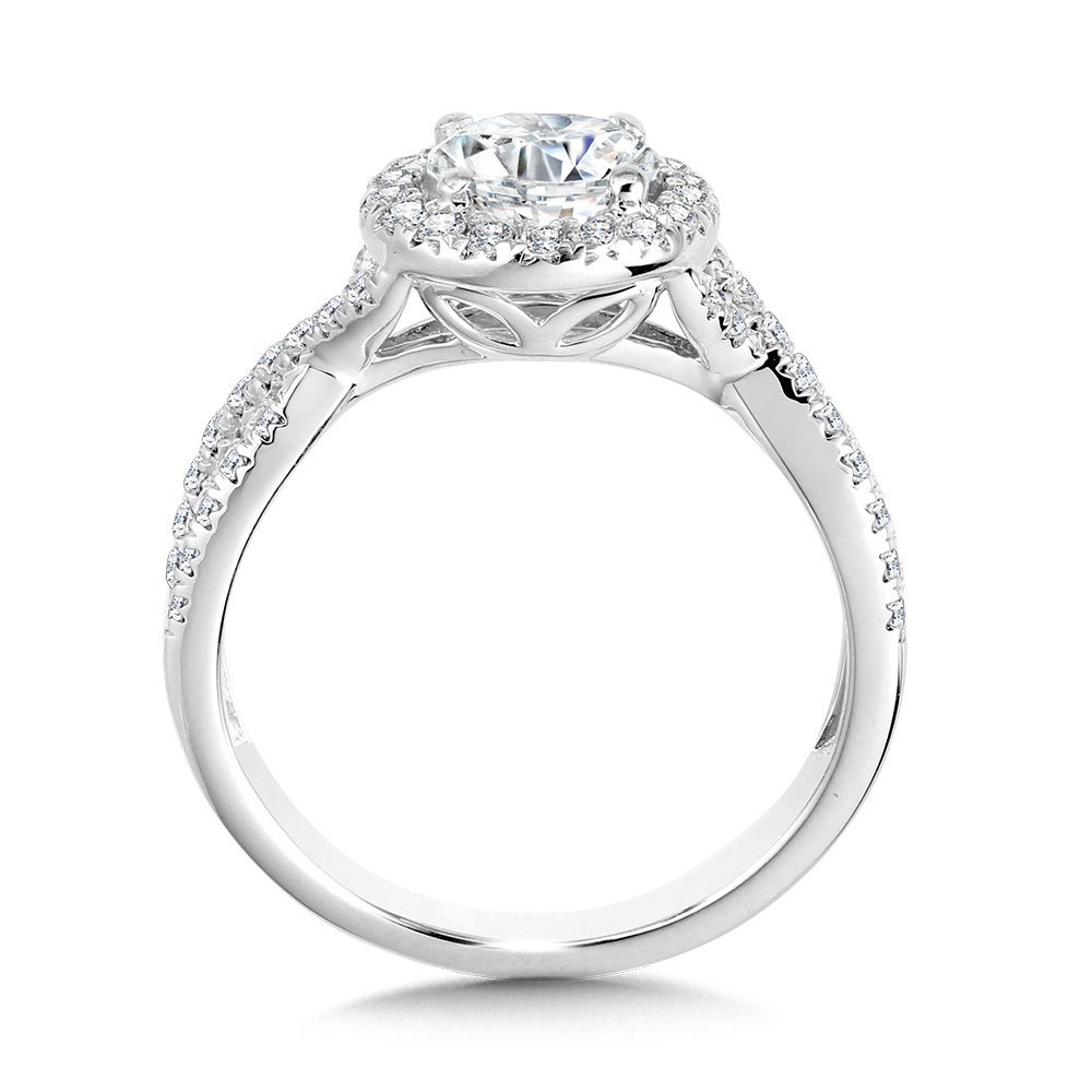 Crisscross Round Halo Engagement Ring Image 2 Biondi Diamond Jewelers Aurora, CO