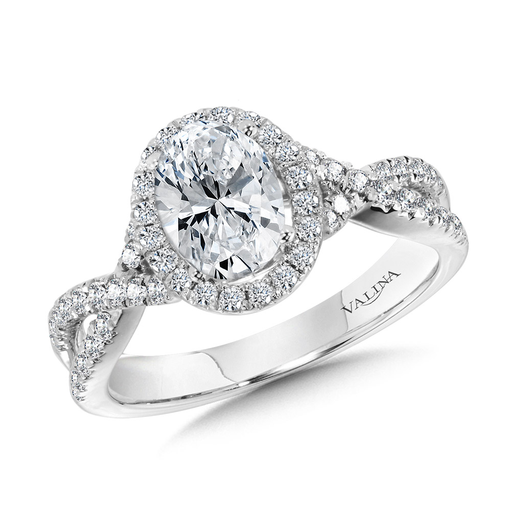 Crisscross Oval Halo Engagement Ring Biondi Diamond Jewelers Aurora, CO