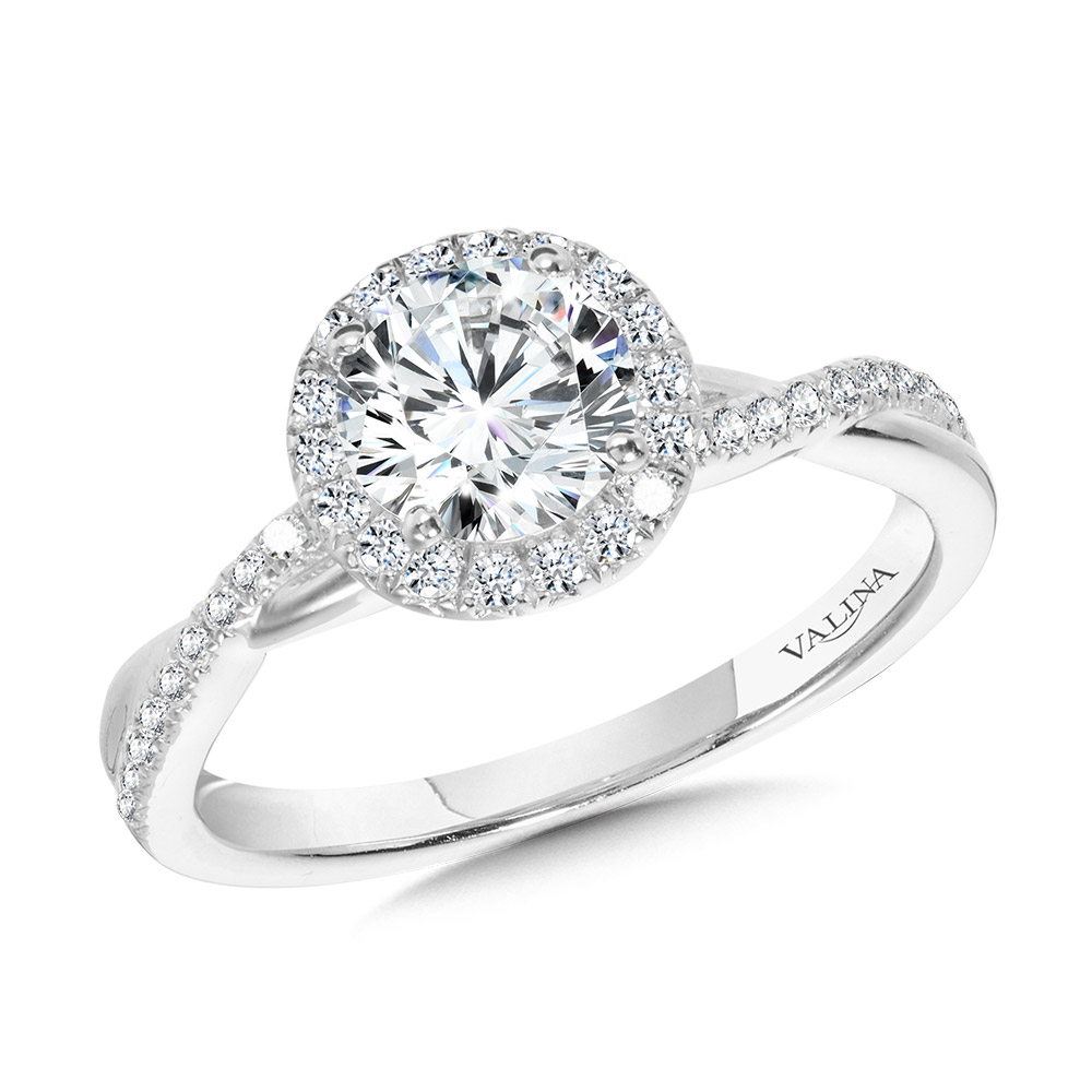 Crisscross Round Halo Engagement Ring Gold Mine Jewelers Jackson, CA