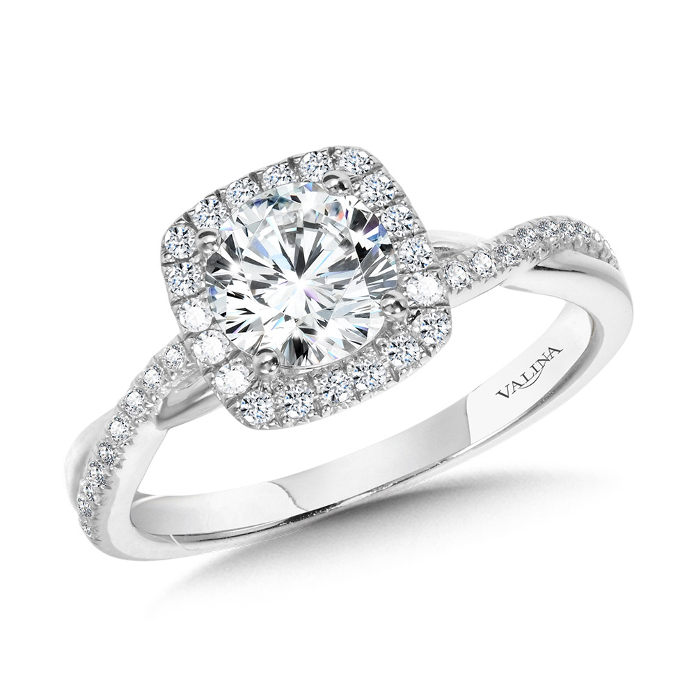 Crisscross Cushion-Shaped Halo Engagement Ring Biondi Diamond Jewelers Aurora, CO
