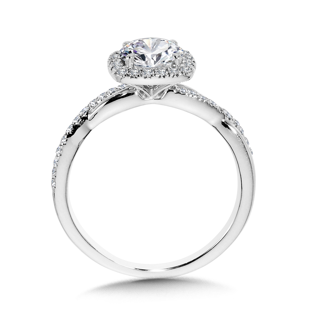 Crisscross Cushion-Shaped Halo Engagement Ring Image 2 Cottage Hill Diamonds Elmhurst, IL
