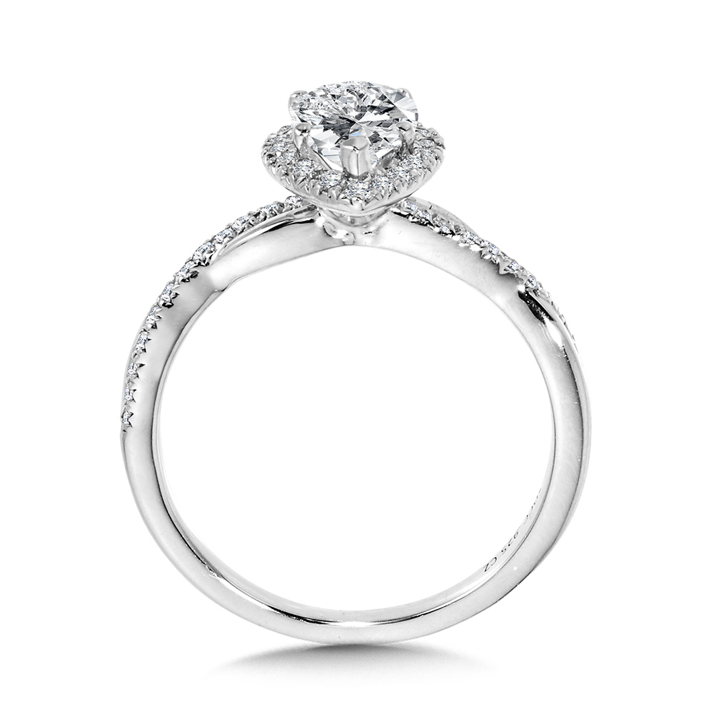 Crisscross Pear-Shaped Halo Engagement Ring Image 2 Gold Mine Jewelers Jackson, CA