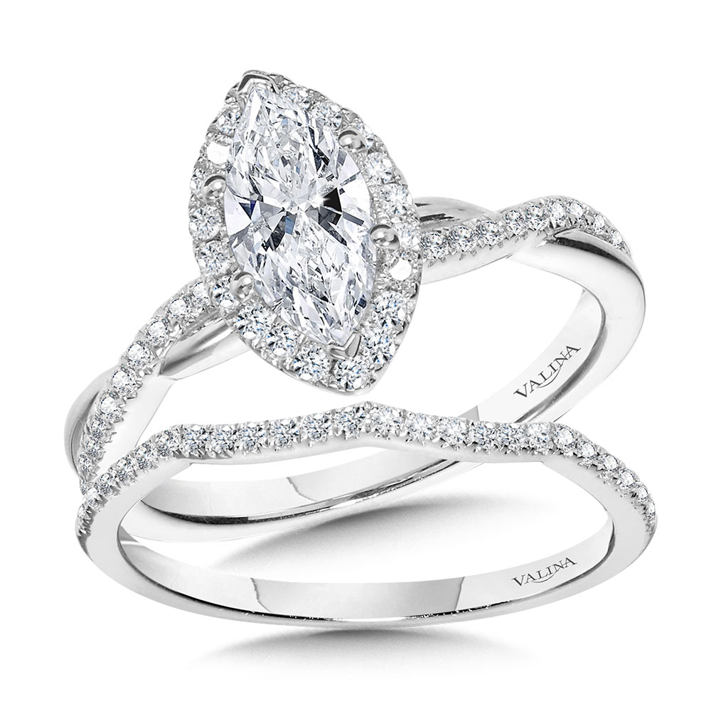 Crisscross Marquise Halo Engagement Ring Image 3 Glatz Jewelry Aliquippa, PA