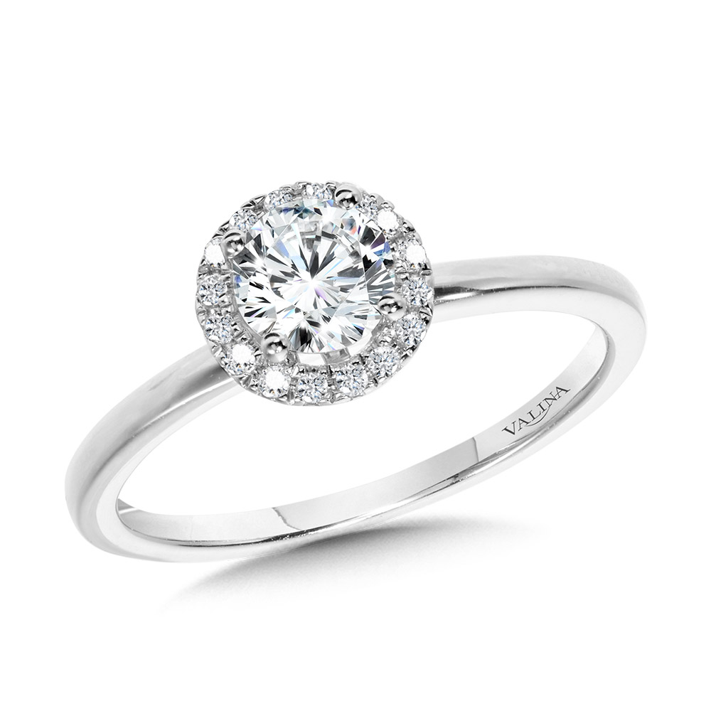 Classic Straight Halo Engagement Ring Biondi Diamond Jewelers Aurora, CO