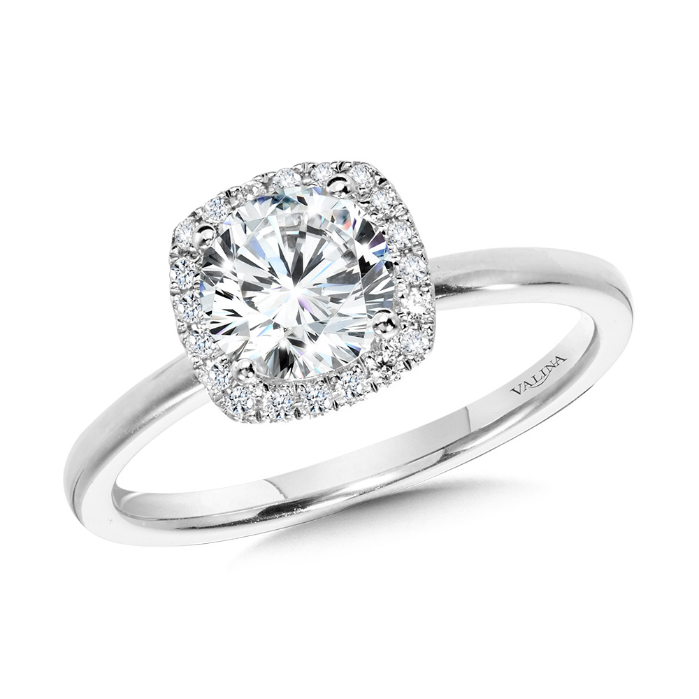 Classic Straight Cushion-Shaped Halo Engagement Ring Gold Mine Jewelers Jackson, CA