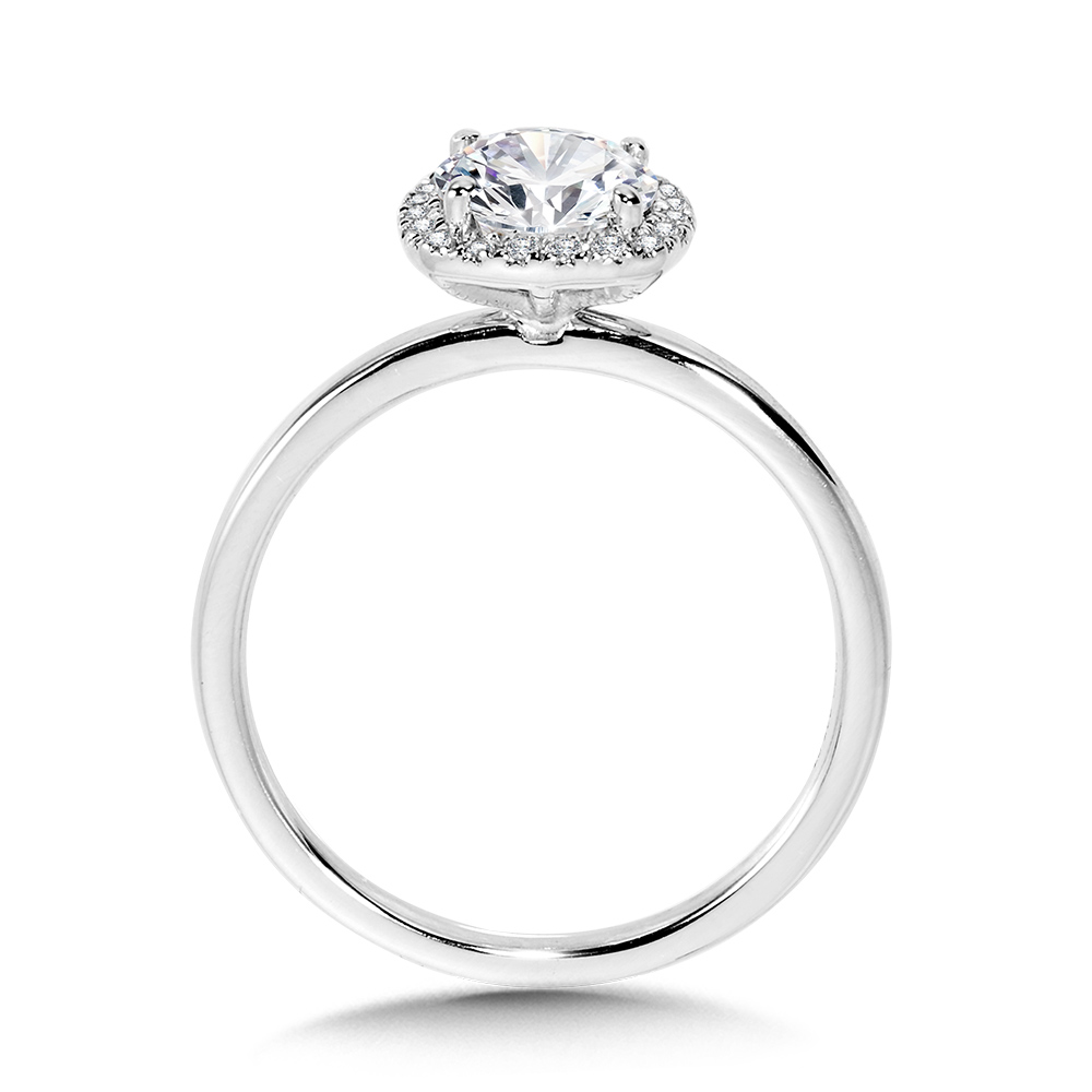 Classic Straight Cushion-Shaped Halo Engagement Ring Image 2 Biondi Diamond Jewelers Aurora, CO