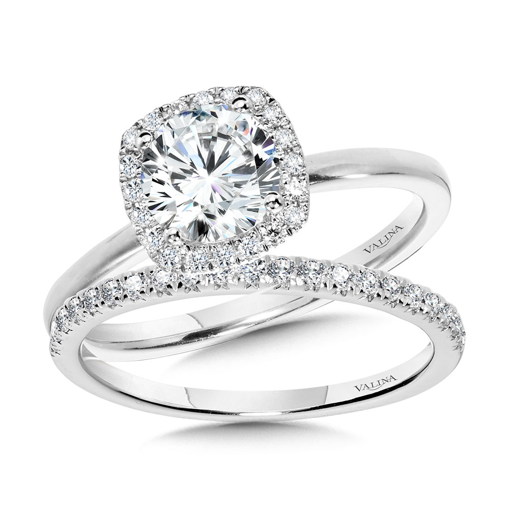 Classic Straight Cushion-Shaped Halo Engagement Ring Image 3 Gold Mine Jewelers Jackson, CA