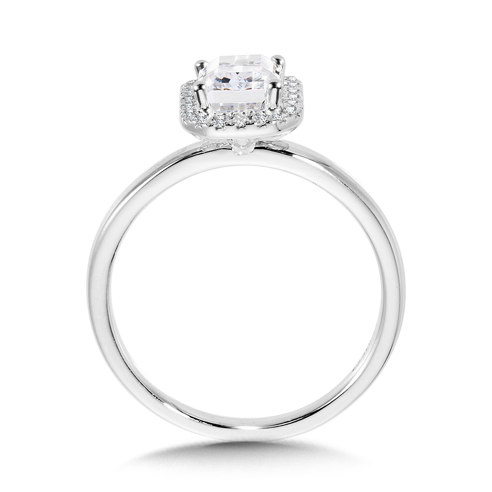 Classic Straight Emerald-Shaped Halo Engagement Ring Image 2 Gold Mine Jewelers Jackson, CA