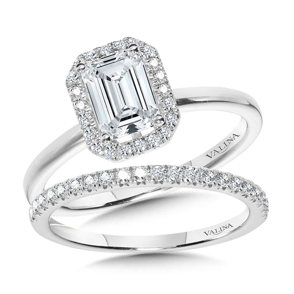 Classic Straight Emerald-Shaped Halo Engagement Ring Image 3 Gold Mine Jewelers Jackson, CA