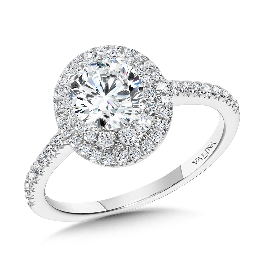 Straight Double-Halo Engagement Ring Gold Mine Jewelers Jackson, CA
