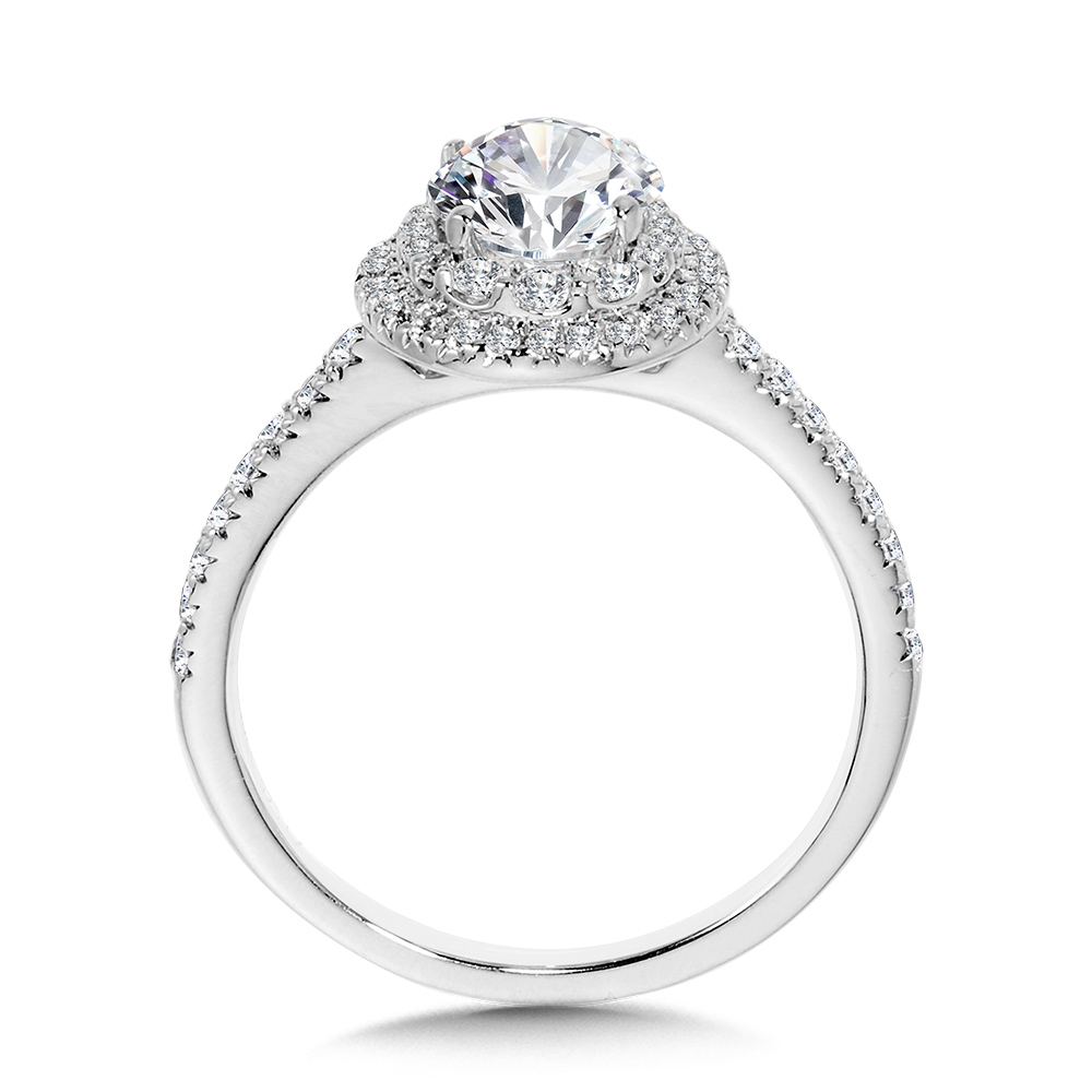 Straight Double-Halo Engagement Ring Image 2 The Jewelry Source El Segundo, CA