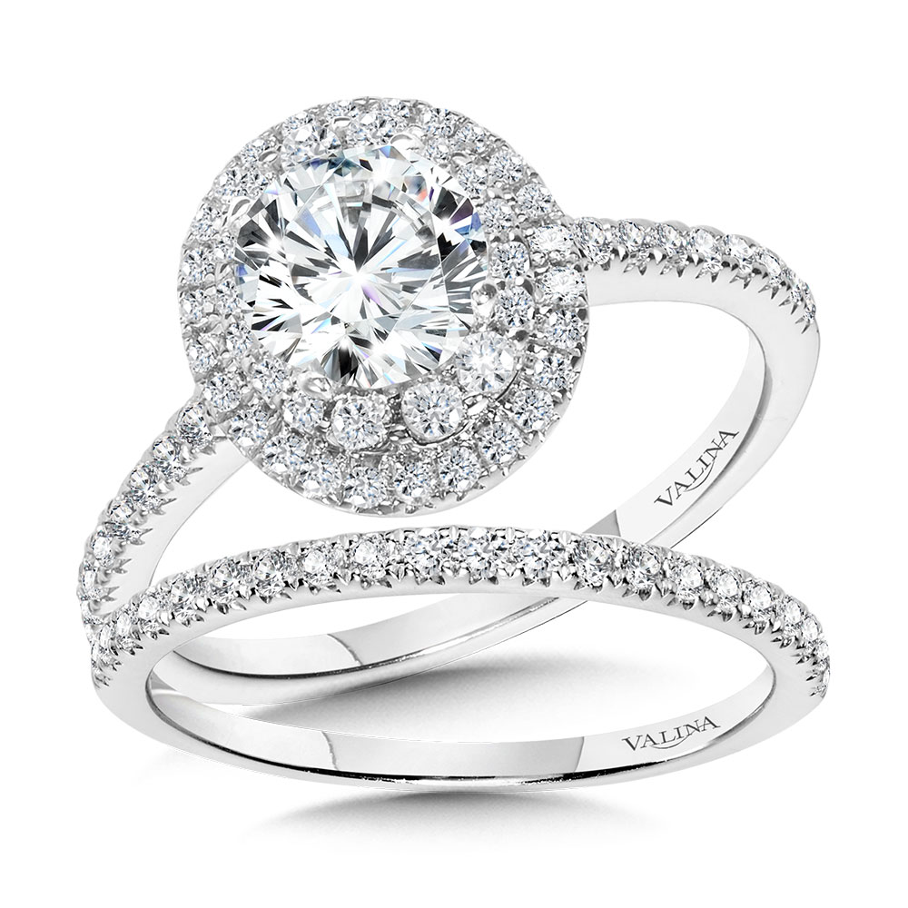 Straight Double-Halo Engagement Ring Image 3 The Jewelry Source El Segundo, CA