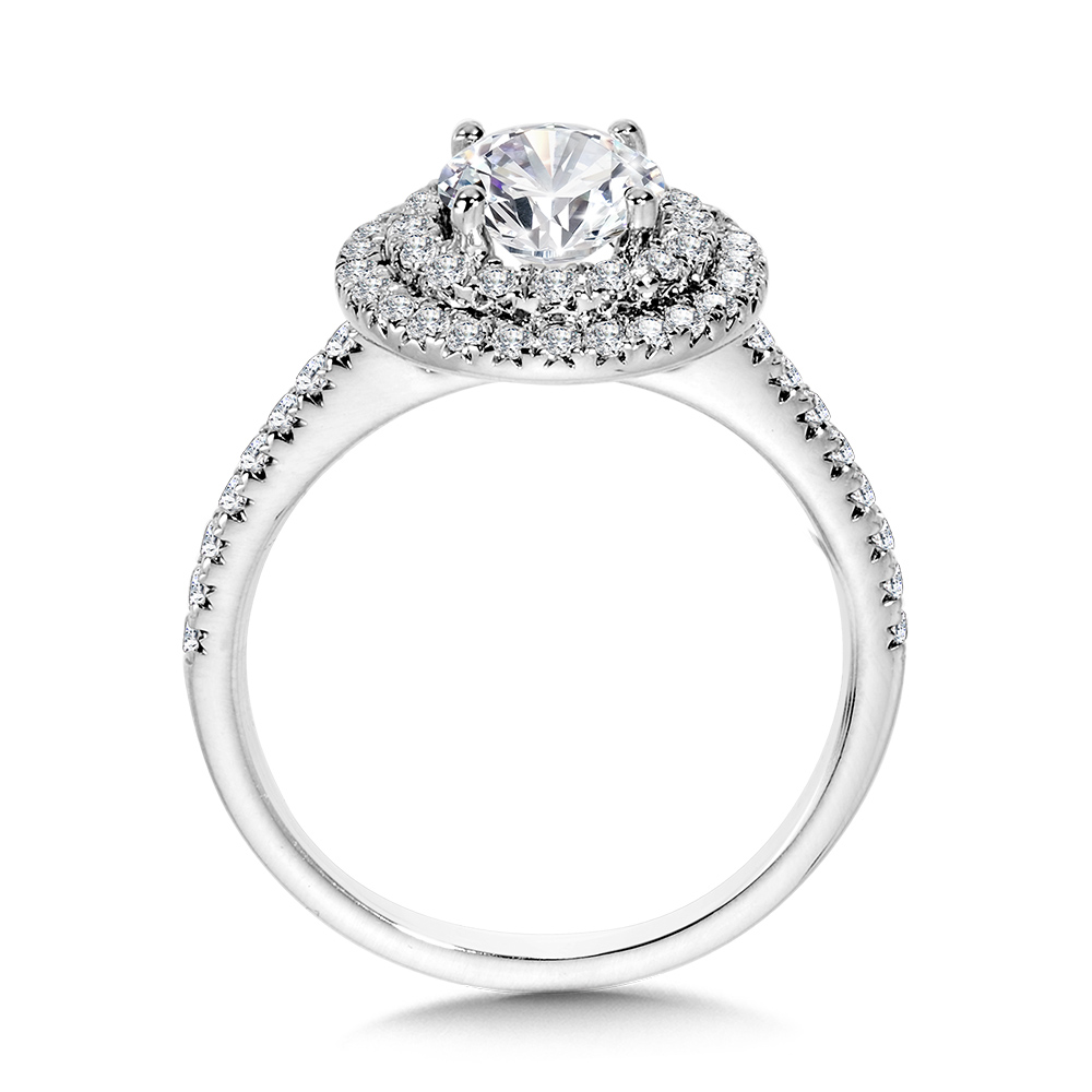 Straight Double-Halo Engagement Ring Image 2 Cottage Hill Diamonds Elmhurst, IL