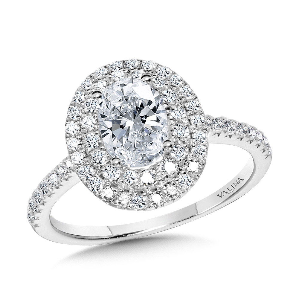 Straight Oval Double-Halo Engagement Ring Biondi Diamond Jewelers Aurora, CO