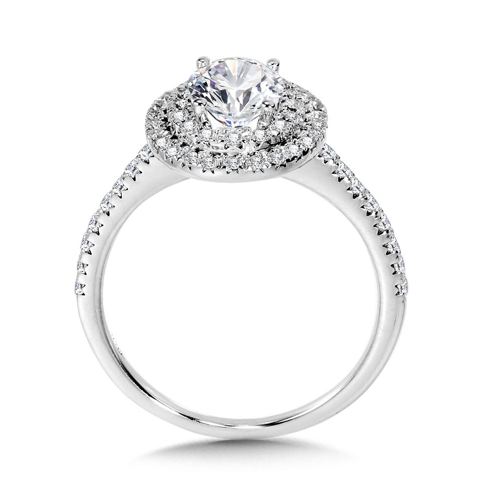 Straight Oval Double-Halo Engagement Ring Image 2 Biondi Diamond Jewelers Aurora, CO