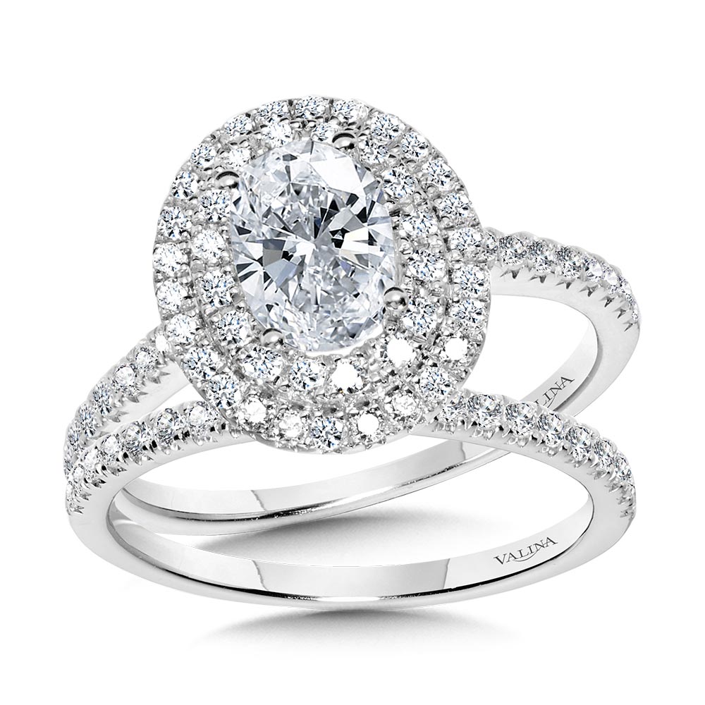 Straight Oval Double-Halo Engagement Ring Image 3 Biondi Diamond Jewelers Aurora, CO