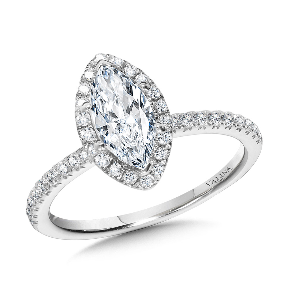 Classic Straight Marquise Halo Engagement Ring The Jewelry Source El Segundo, CA
