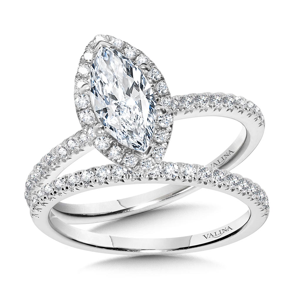 Classic Straight Marquise Halo Engagement Ring Image 3 The Jewelry Source El Segundo, CA