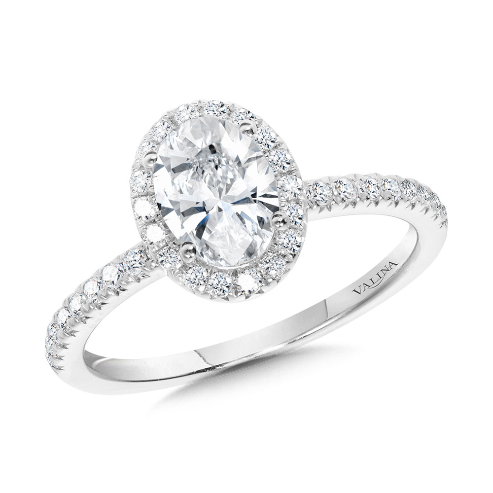 Classic Straight Oval Halo Engagement Ring The Jewelry Source El Segundo, CA