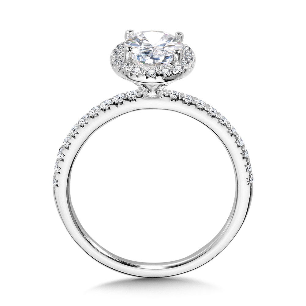 Classic Straight Oval Halo Engagement Ring Image 2 The Jewelry Source El Segundo, CA