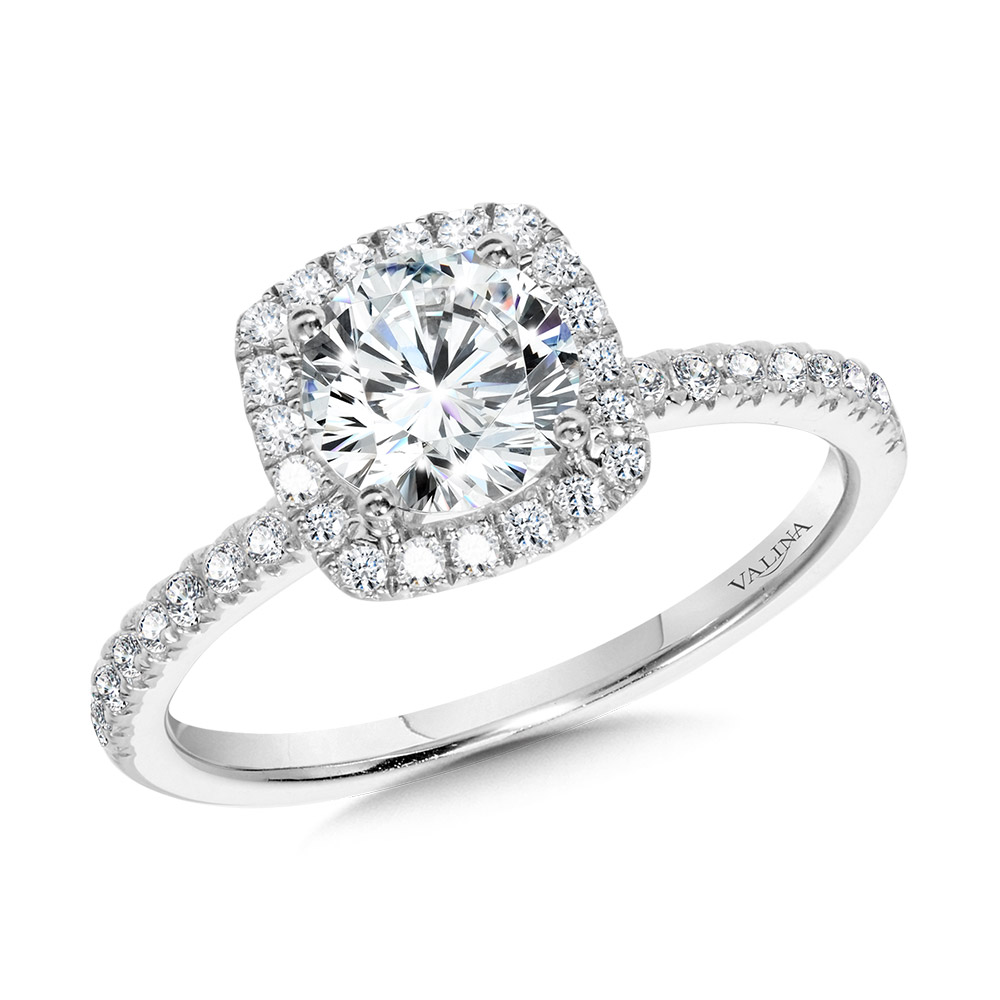 Classic Straight Cushion-Shaped Halo Engagement Ring Biondi Diamond Jewelers Aurora, CO
