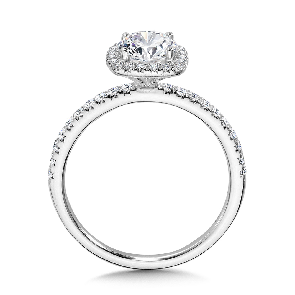 Classic Straight Cushion-Shaped Halo Engagement Ring Image 2 Gold Mine Jewelers Jackson, CA