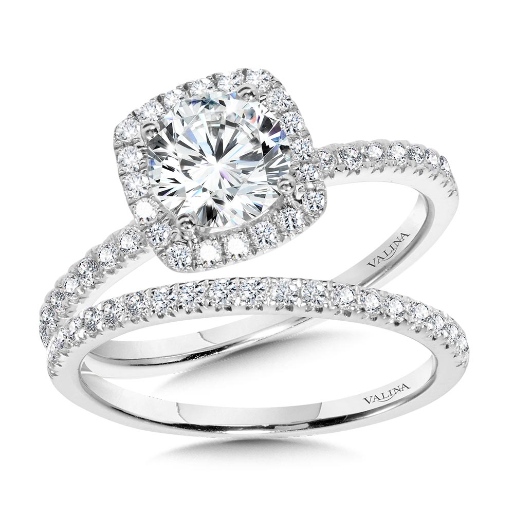 Classic Straight Cushion-Shaped Halo Engagement Ring Image 3 Biondi Diamond Jewelers Aurora, CO