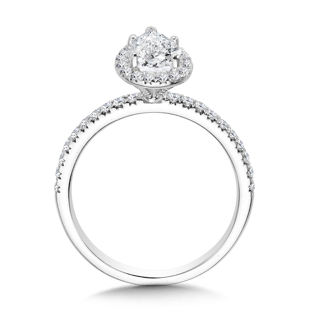 Classic Straight Pear-Shaped Halo Engagement Ring Image 2 Biondi Diamond Jewelers Aurora, CO