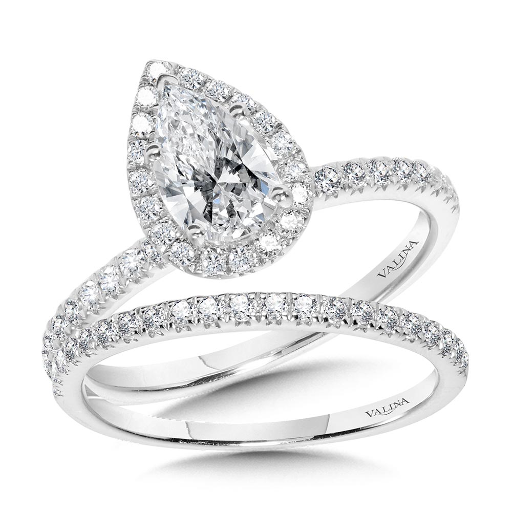 Classic Straight Pear-Shaped Halo Engagement Ring Image 3 Gold Mine Jewelers Jackson, CA