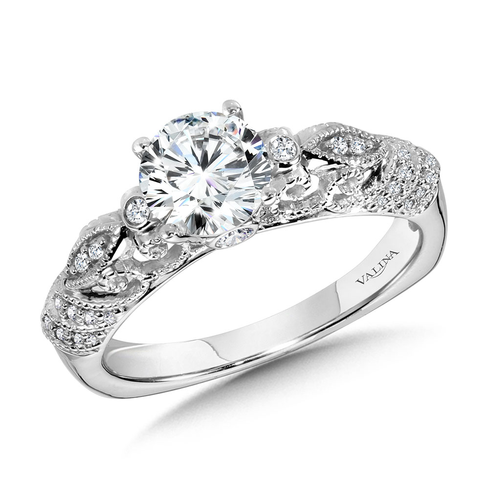 Vintage Milgrain & Filigree Accented Diamond Engagement Ring Coughlin Jewelers St. Clair, MI