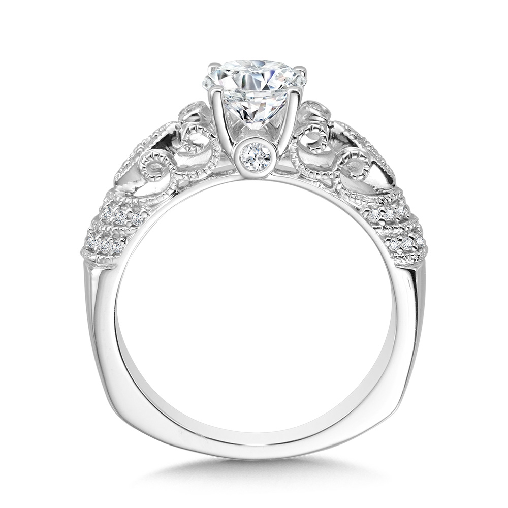 Vintage Milgrain & Filigree Accented Diamond Engagement Ring Image 2 Gold Mine Jewelers Jackson, CA
