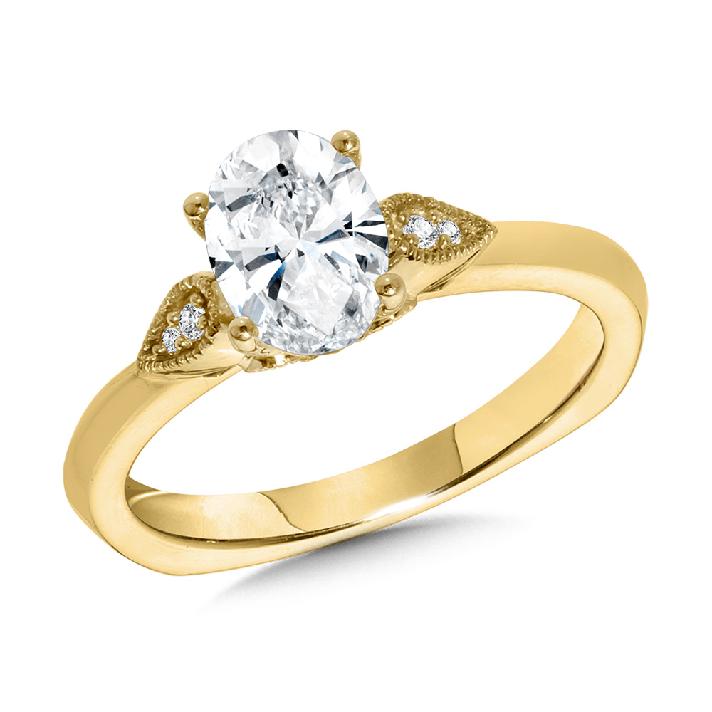 Vintage Milgrain-Beaded Straight Oval Engagement Ring Gold Mine Jewelers Jackson, CA