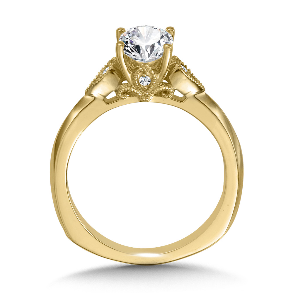 Vintage Milgrain-Beaded Straight Oval Engagement Ring Image 2 Gold Mine Jewelers Jackson, CA