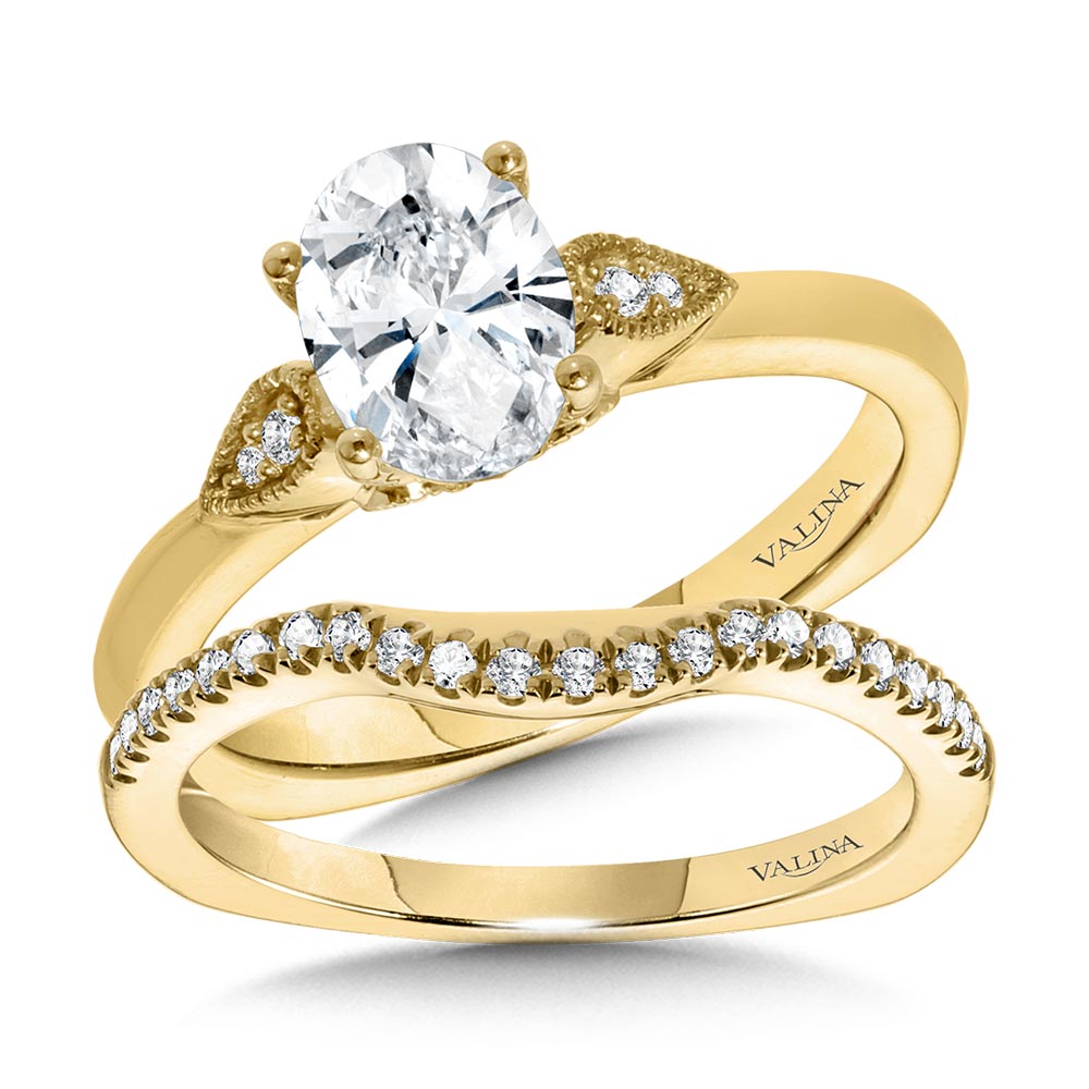 Vintage Milgrain-Beaded Straight Oval Engagement Ring Image 3 Gold Mine Jewelers Jackson, CA