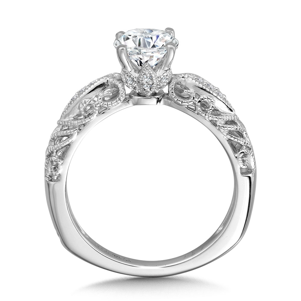 Vintage Milgrain & Filigree Accented Diamond Engagement Ring Image 2 Gold Mine Jewelers Jackson, CA