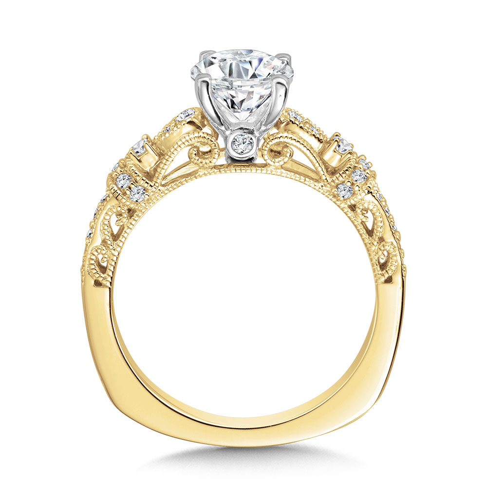 Vintage Milgrain & Filigree Accented Diamond Engagement Ring Image 2 Cottage Hill Diamonds Elmhurst, IL